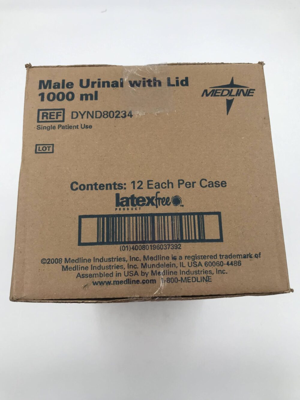 Medline DYND80234 Male Urinal with Lid 1000ml (12/Case) GB TECH USA