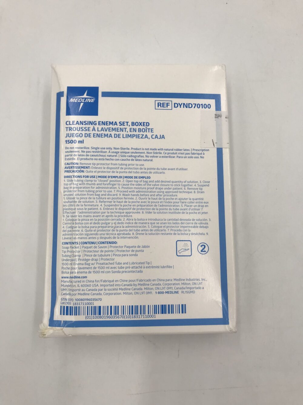 Medline DYND70100 Cleansing Enema Set, Boxed 1500ml GB TECH USA
