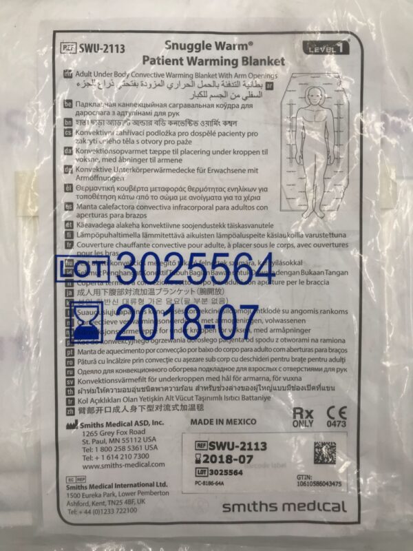 SMITHS MEDICAL SWU2113 Snuggle Warm Patient Warming Blanket, Level 1