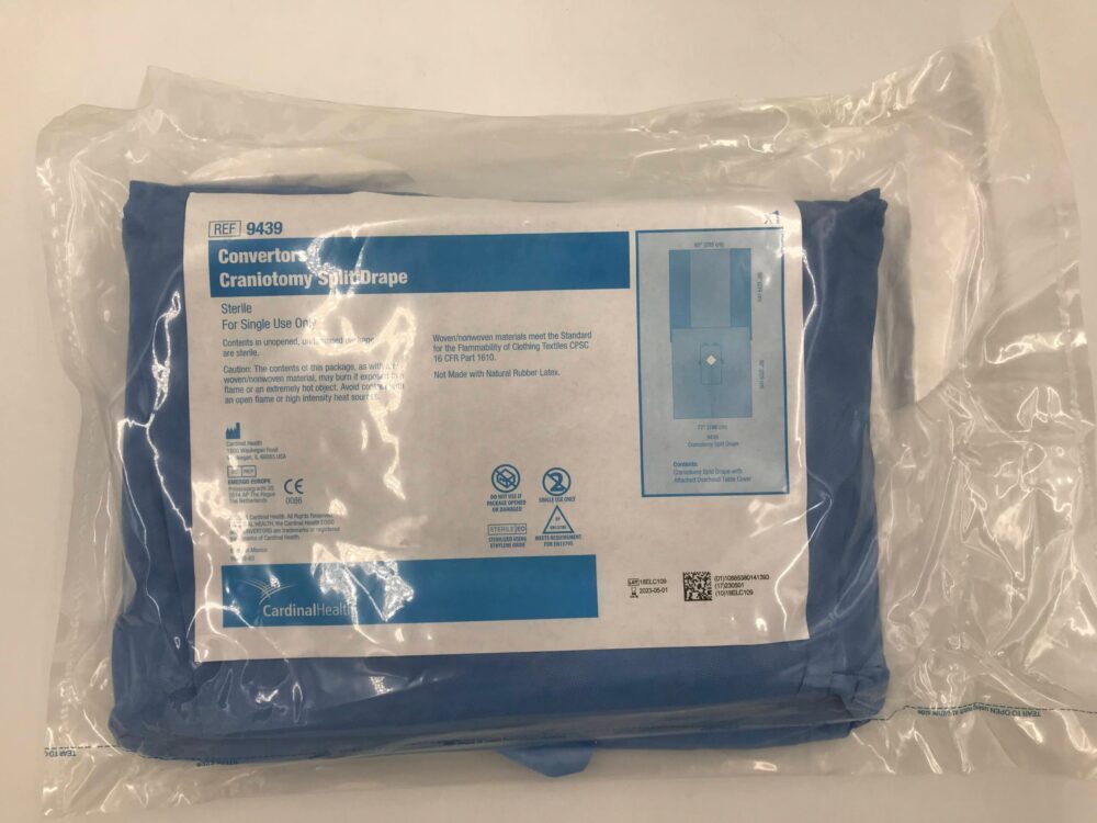 CARDINAL HEALTH 9439 Convertors Craniotomy Split Drape 80in x 90in