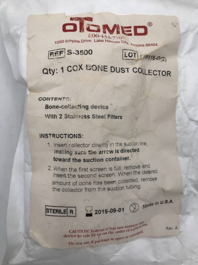 OTOMED S3500 Cox Bone Dust Collector (X) GB TECH USA