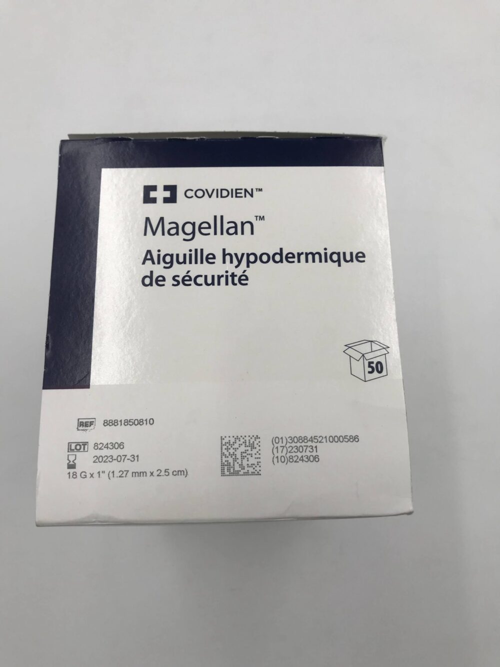 Covidien 8881850810 Magellan Hypodermic Safety Needle 18G x 1″ (50 