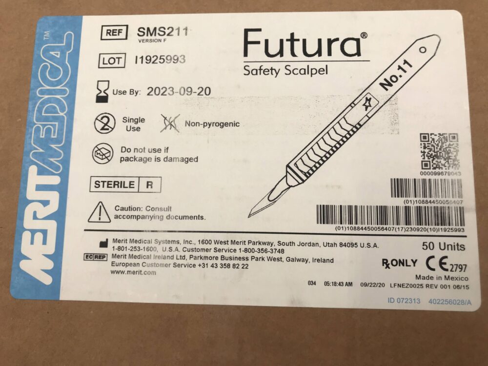 Merit Medical SMS211 Futura Safety Scalpel No.11 (50/Box) - GB 