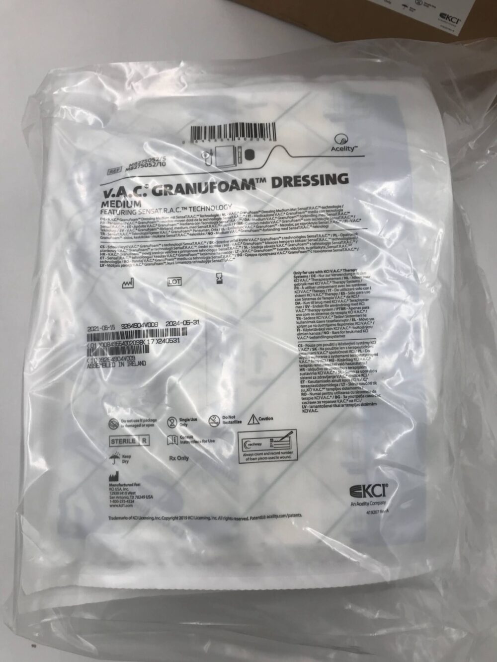 KCI M8275052/5 V.A.C. GranuFoam Dressing Medium (5/Box) GB TECH USA