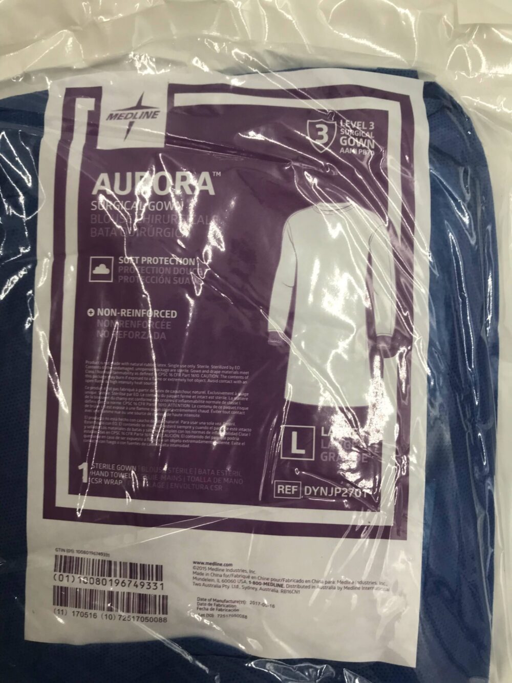 MEDLINE DYNJP2701 Aurora, Surgical Gown Size Large (30/Case) GB TECH USA