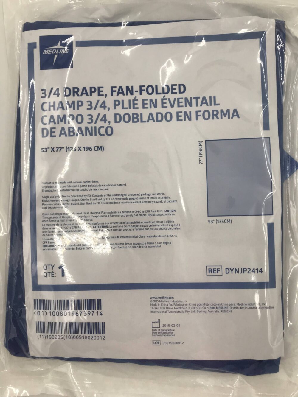 MEDLINE DYNJP2414 3/4 Drape, FanFolded 77″ x 53″ GB TECH USA