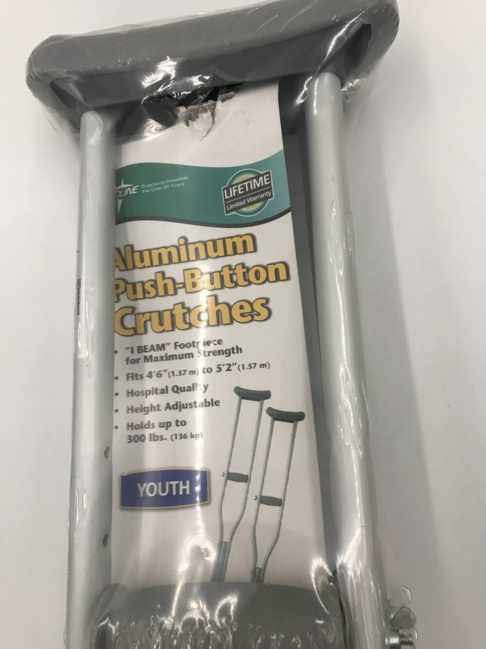 Medline MDSV80536 Aluminium Push-Button Crutches 4