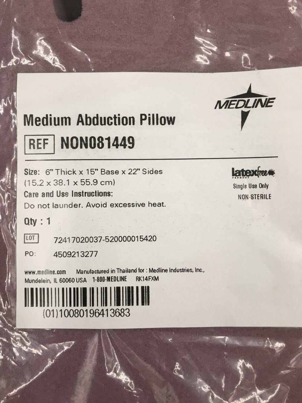 Abduction Pillow, Medium, 6 x 15 x 22, 6 EA/CS - Medline NON081449 CS -  Betty Mills