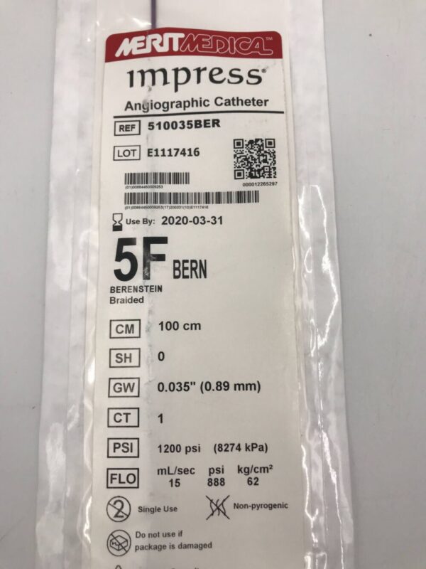 Merit Medical 510035BER Impress Angiographic Catheter BERN 5F 100cm (X