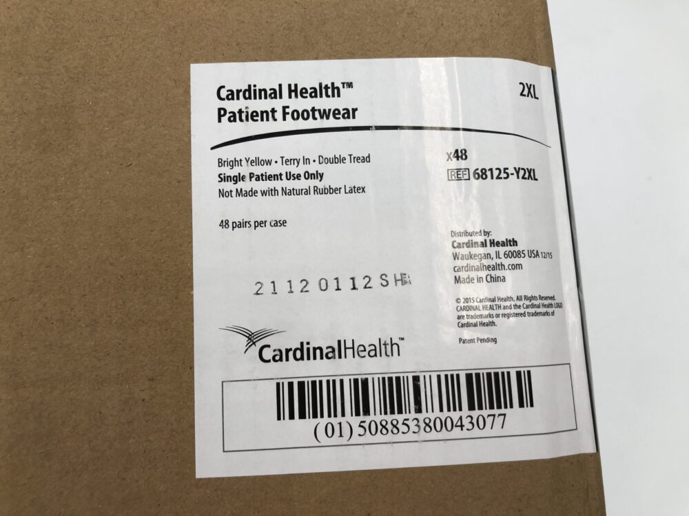 Cardinal Health 68125Y2XL Patient Footwear Bright Yellow 2XL (48 Pair