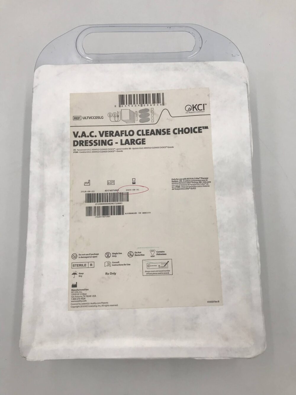 KCI ULTVCC05LG V.A.C. Veraflo Cleanse Choice Dressing Large (X) GB