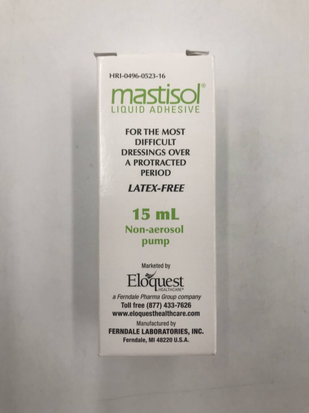 Ferndale Laboratories HRI-0496-0523-16 Eloquest Mastisol Liquid Adhesive 15  mL Non-Aerosol Pump - GB TECH USA