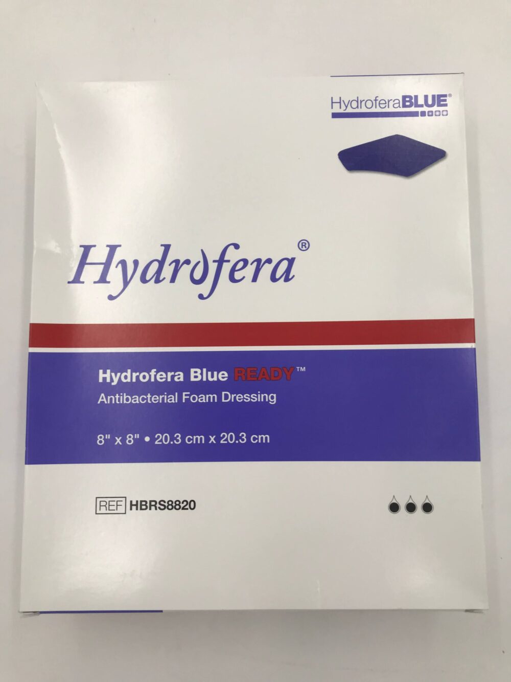 Hydrofera HBRS8820 Blue Ready AntiBacterial Foam Dressing 8″ x 8″ (10