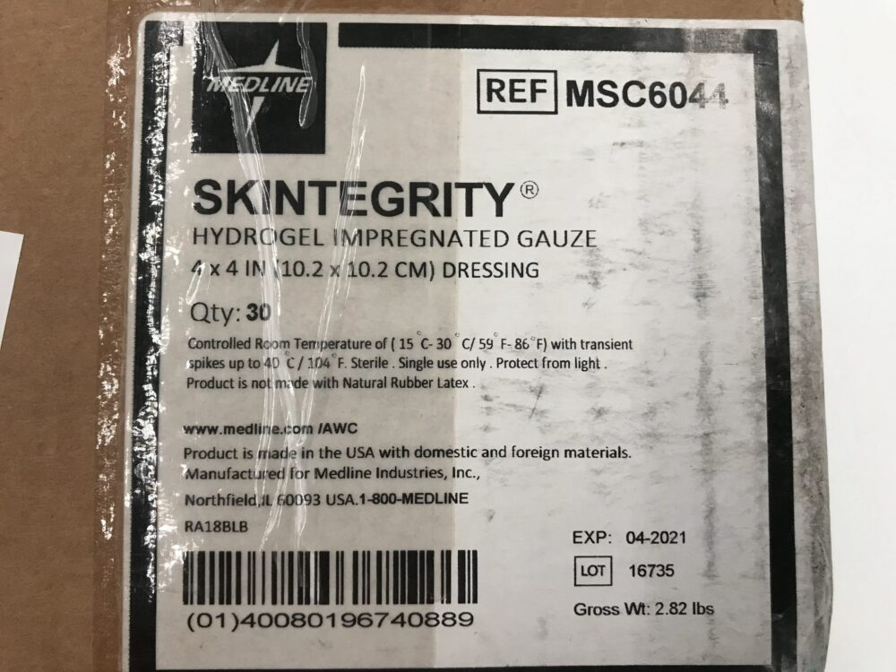 Medline MSC6044 Skintegrity Hydrogel Impregnated Gauze 4 x 4in Dressing