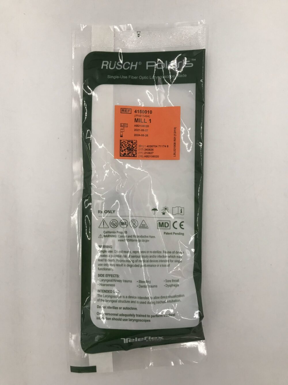 TELEFLEX 4150010 Rusch Polaris SingleUse Fiber Optic Laryngoscope