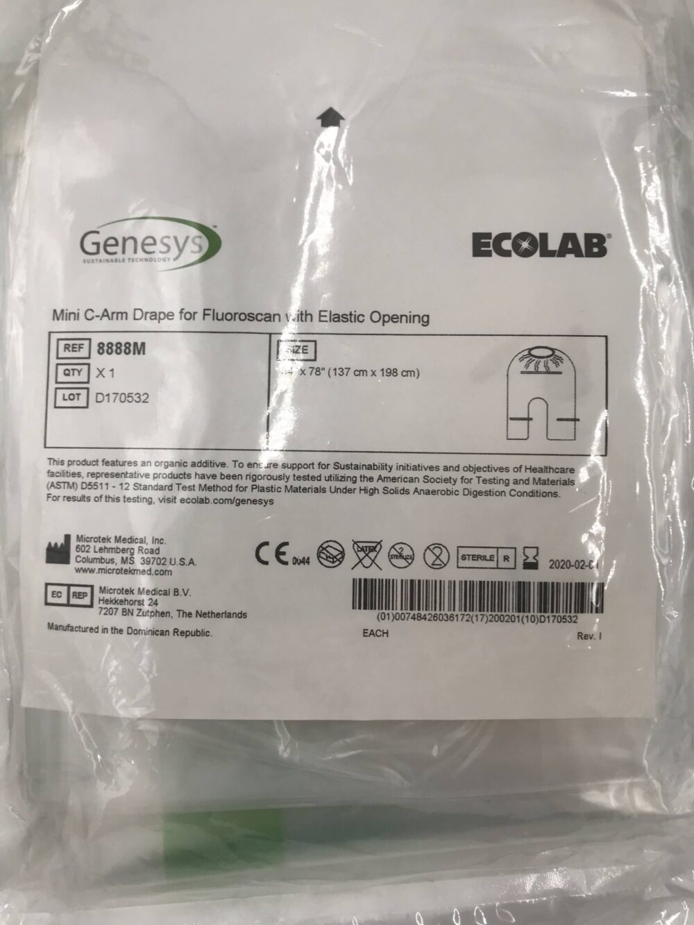 MICROTEK 8888M Ecolab Genesys Mini CArm For Fluoroscan w/Elastic