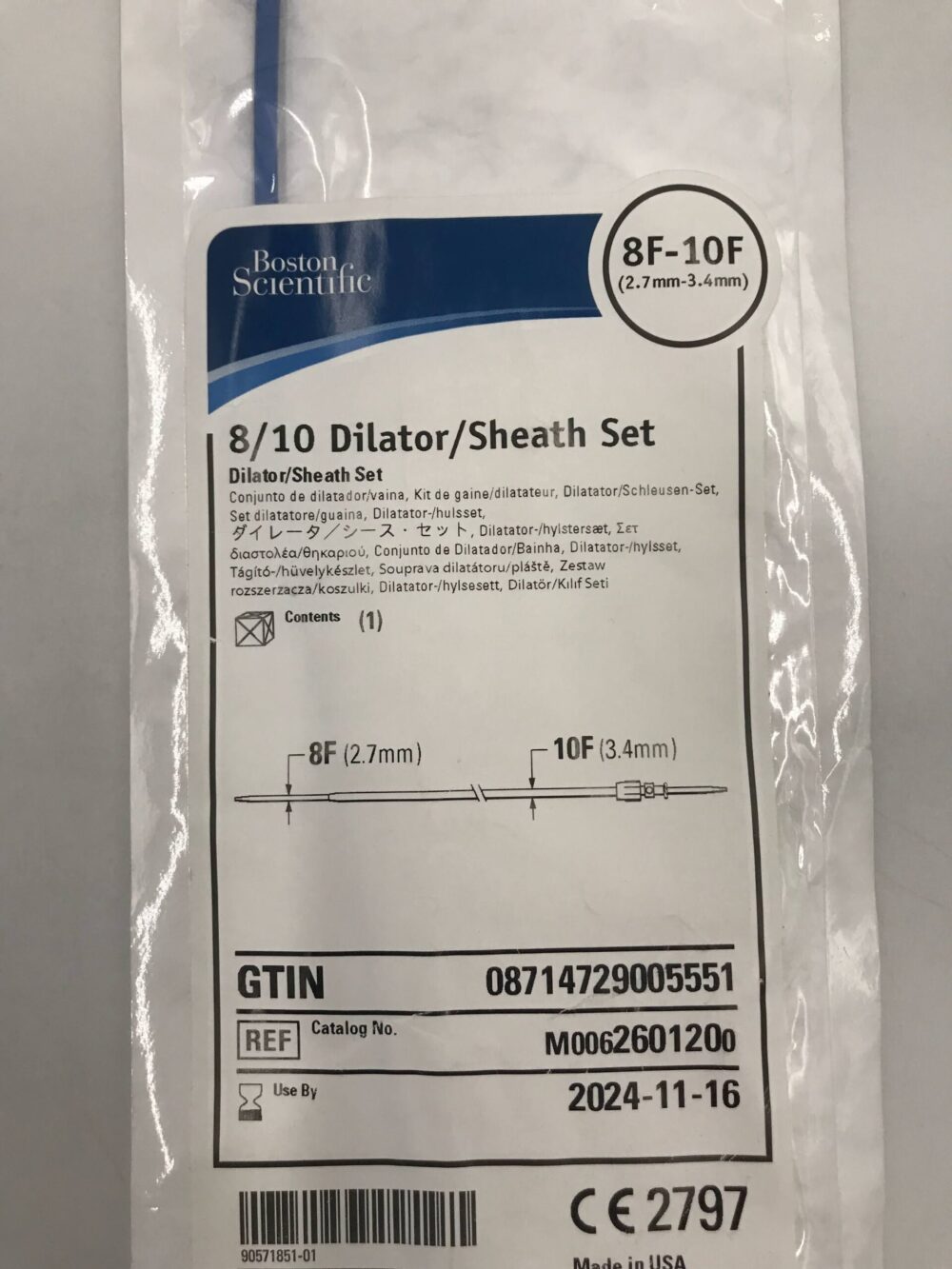 Boston Scientific 260120 8/10 Dilator/Sheath set 8F10F GB TECH USA