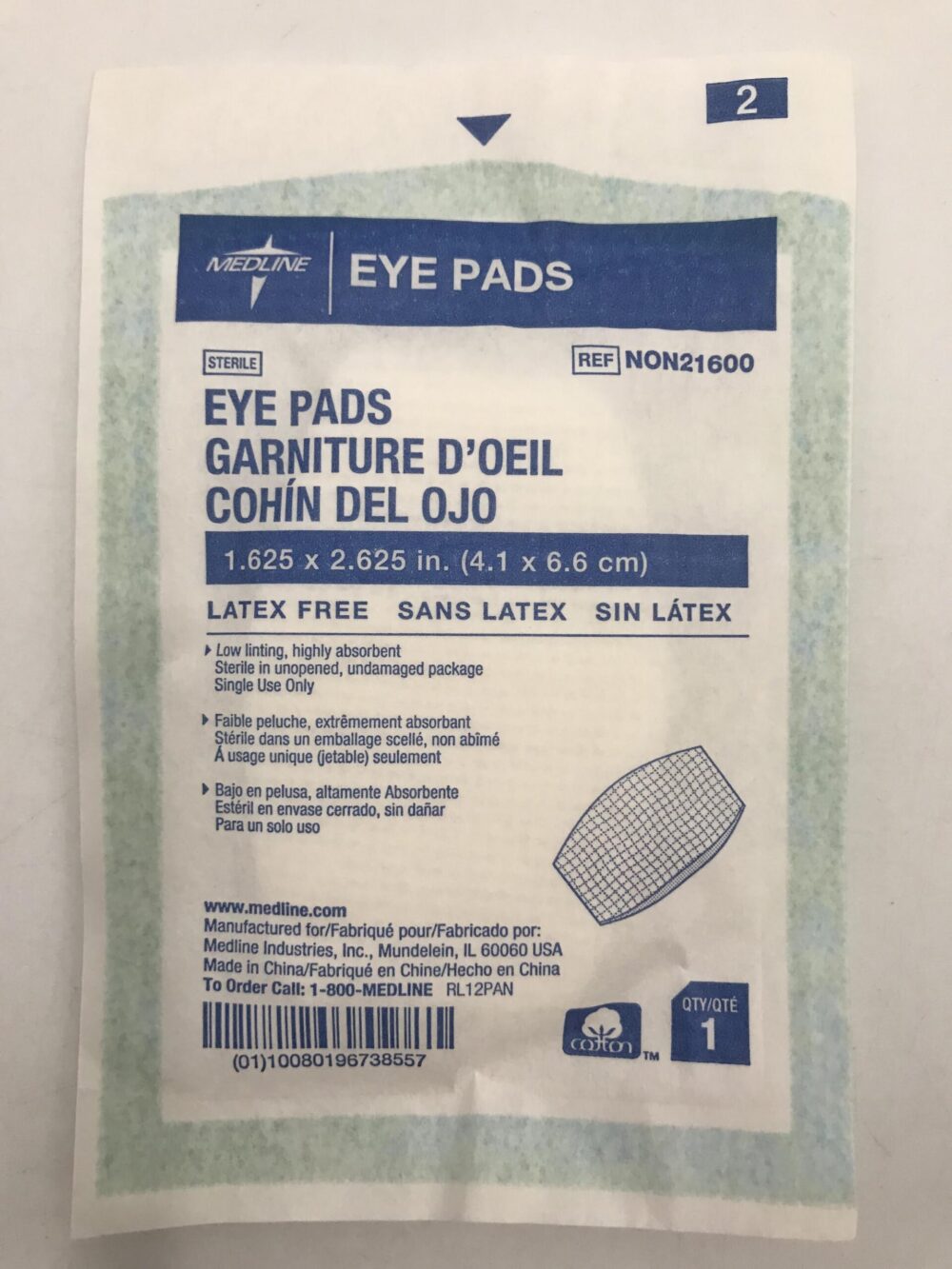 Medline NON21600 Eye Pads 1.625 x 2.625in Latex Free (28/Bag) GB TECH USA