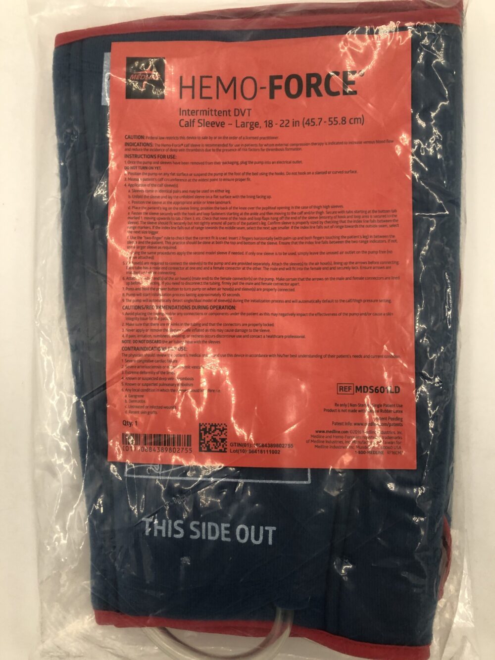 MEDLINE MDS601LD HEMOFORCE Intermittent DVT Calf Sleeve Large 1822