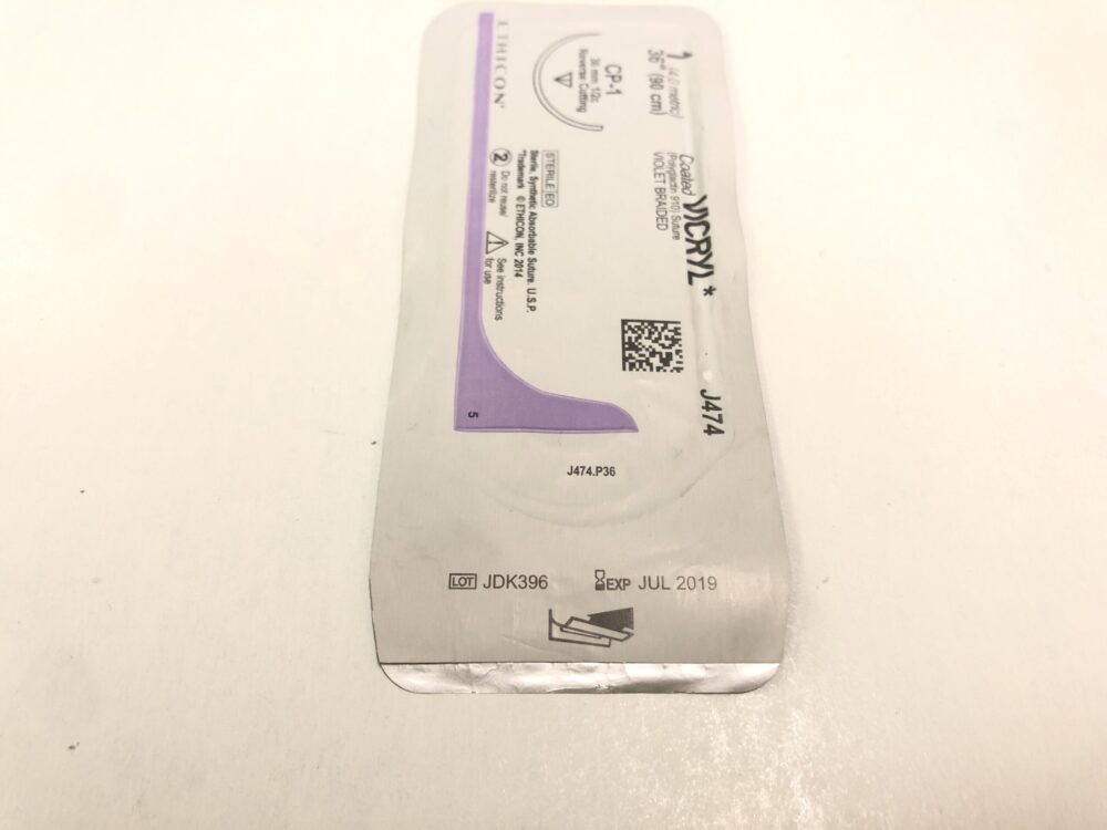 Ethicon J474 Vicryl Coated Suture Violet Braided 1 36″ CP-1 36mm ...
