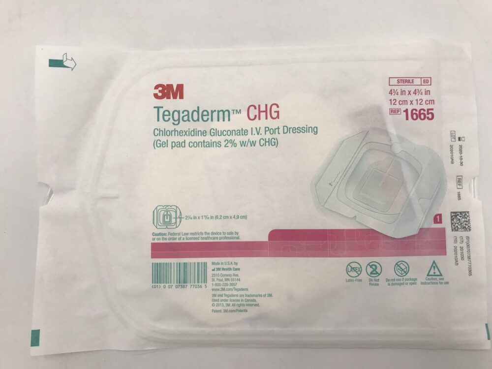 3M 1665 Tegaderm CHG Chlorhexidine Gluconate I.V. Port Dressing 4 3/4in