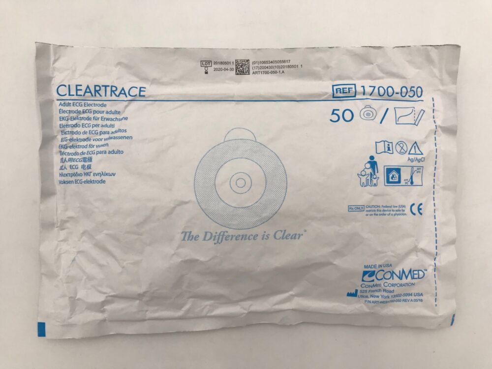 CONMED 1700050 ClearTrace Adult ECG Electrode (50/Pkg)(X) GB TECH USA