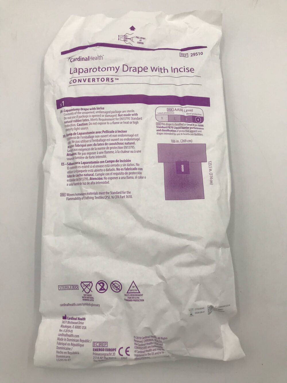 Cardinal Health 29510 Laparotomy Drape with Incise Convertors Level 4