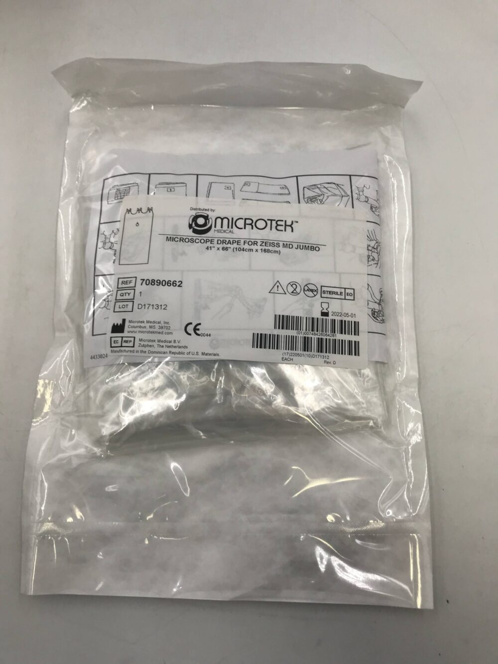 MICROTEK 70890662 Microscope Drape for Zeiss MD Jumbo 41in x 66in (6