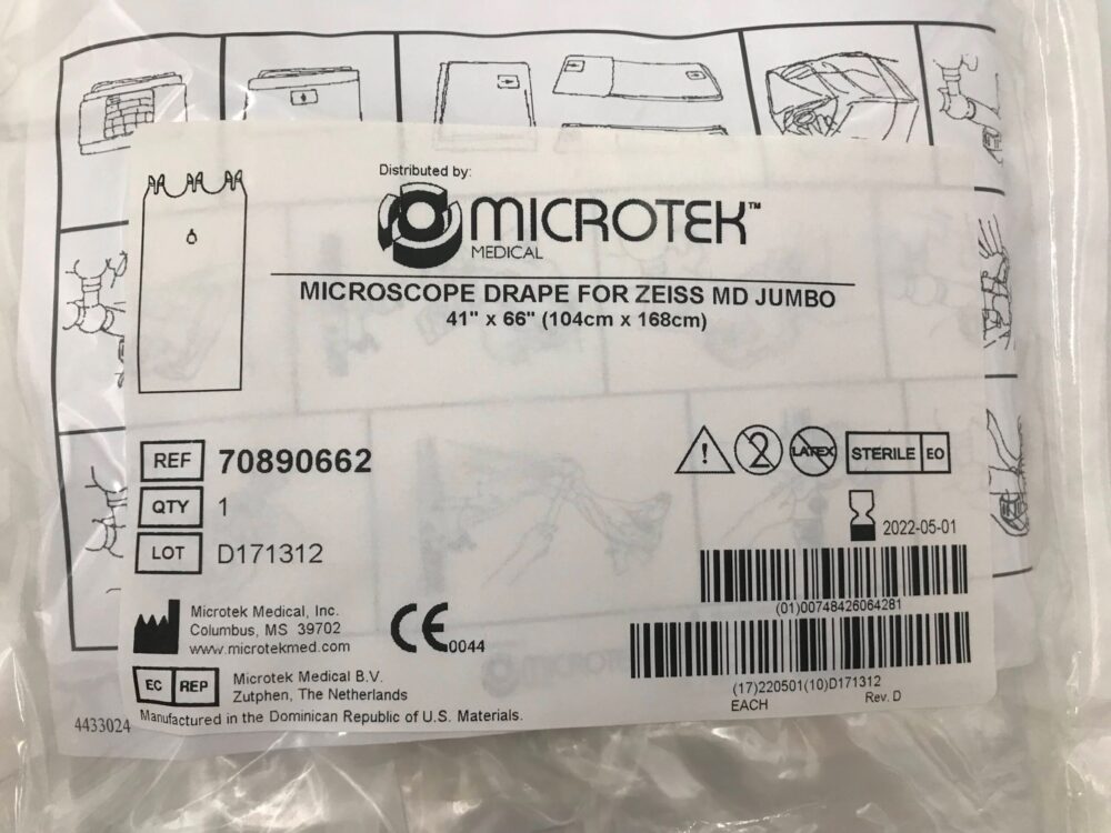 MICROTEK 70890662 Microscope Drape for Zeiss MD Jumbo 41in x 66in (6