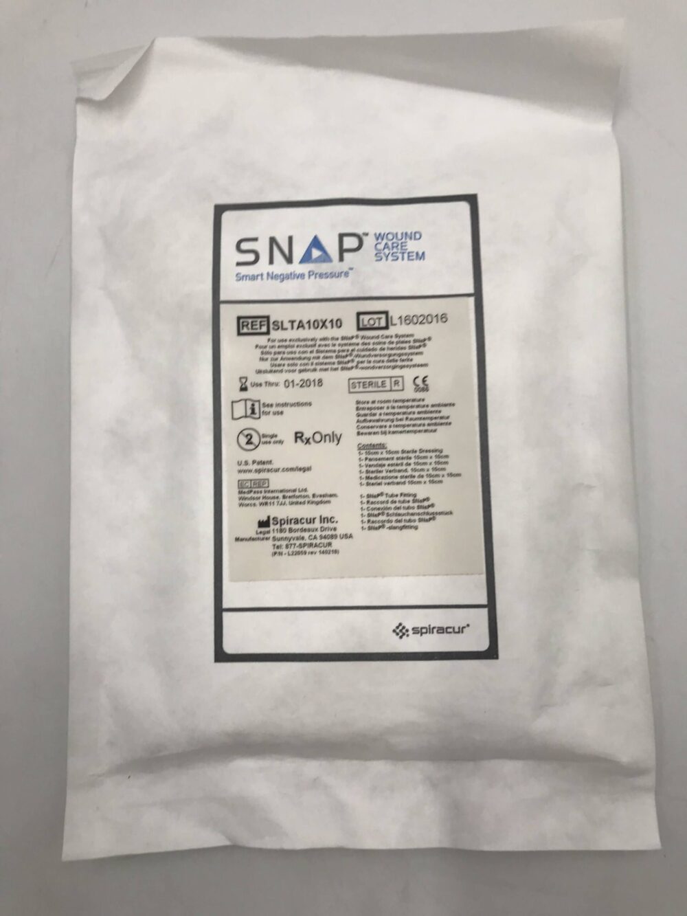 Spiracur SLTA10X10 Snap Smart Negative Pressure Wound Care System (X