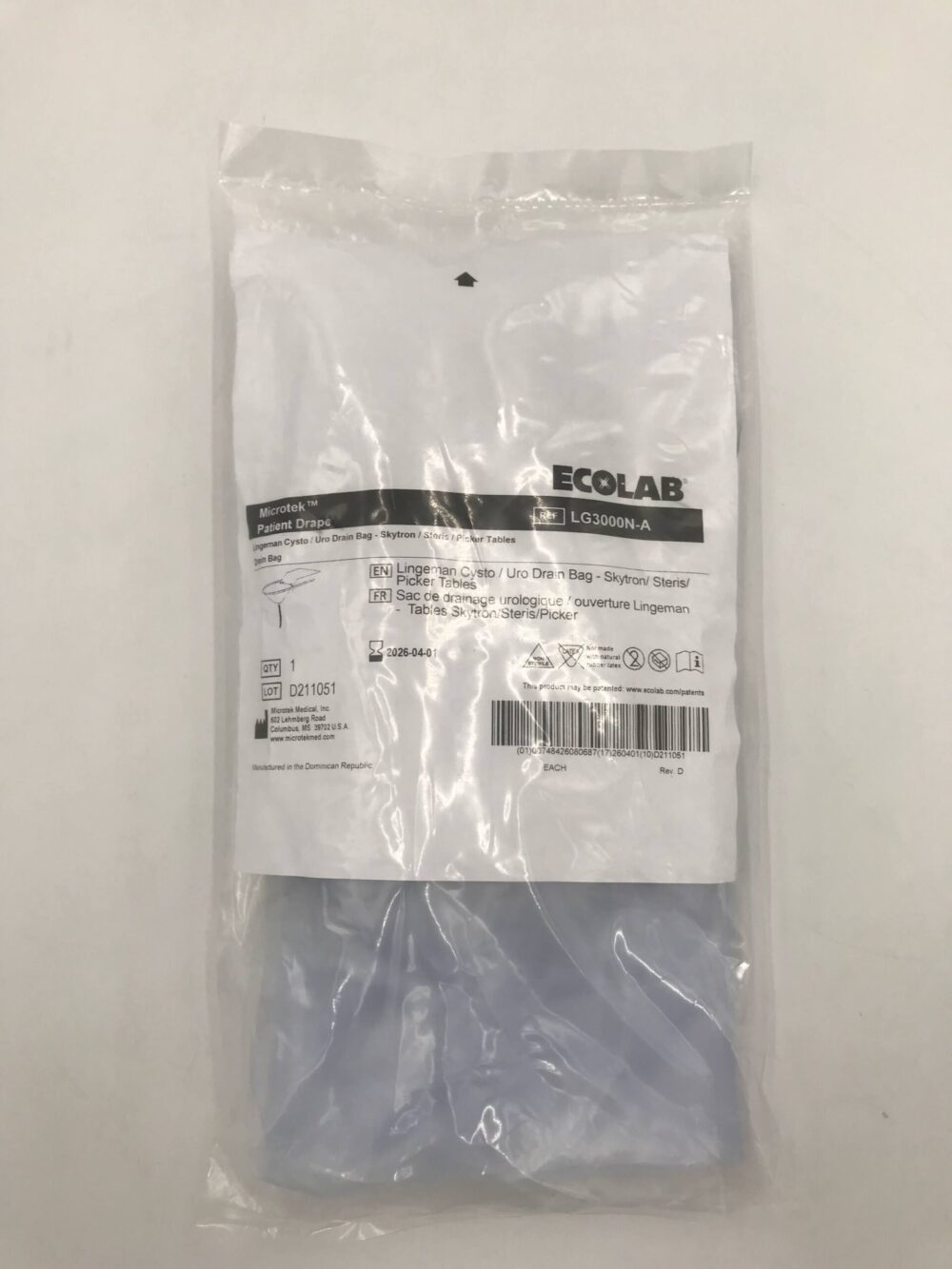 Microtek LG3000NA Ecolab Patient Drape Drain Bag GB TECH USA