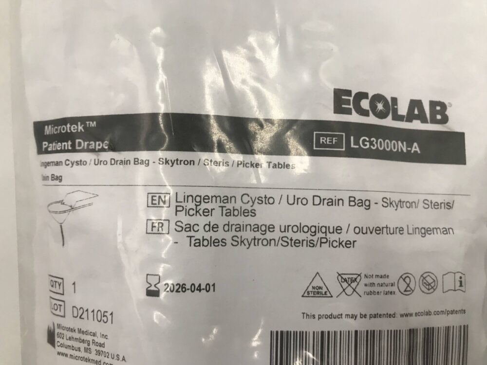 Microtek LG3000NA Ecolab Patient Drape Drain Bag GB TECH USA