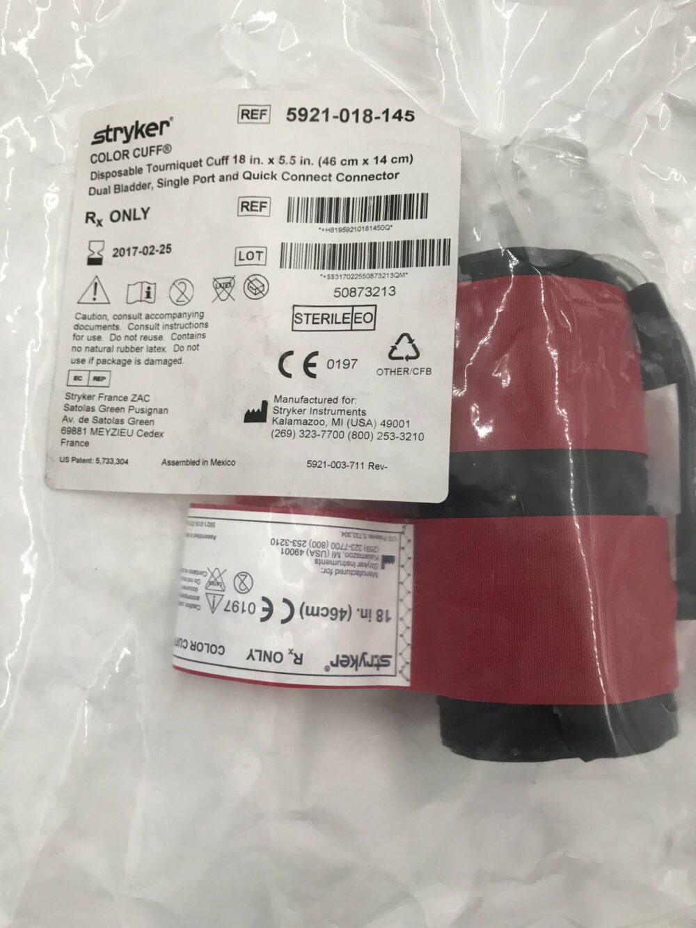 STRYKER 5921018145 Color Cuff Disposable Tourniquet Cuff Dual Bladder