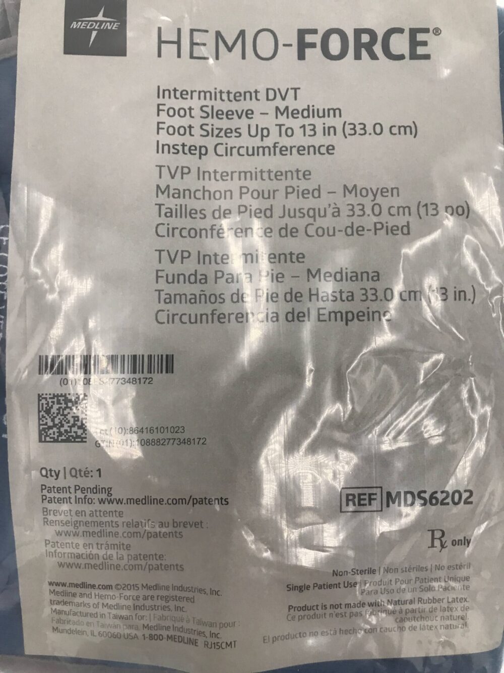 MEDLINE MDS6202 HemoForce Intermittent DVT Foot SleeveMedium Sizes up