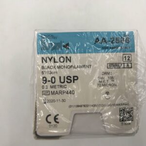 Surgical Specialties AA-2586 Sharpoint Micro Suture Nylon Black  monofilament 5/13cm 9-0 USP (12/Box) (X)