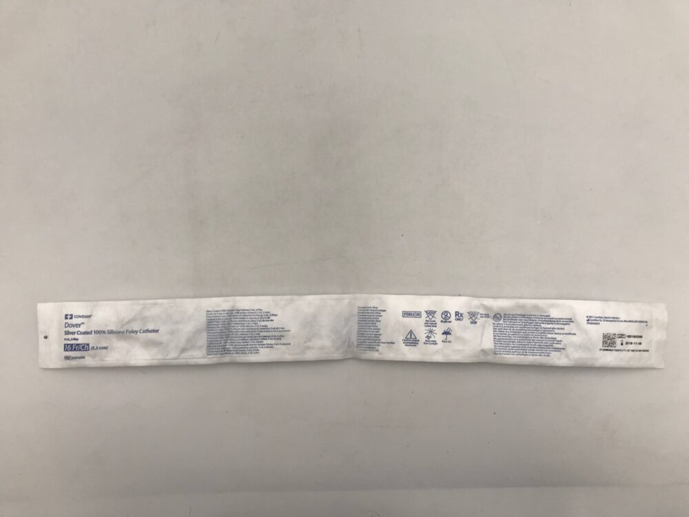 Covidien 605163IC Dover Silver Coated 100 Silicone Foley Catheter 5mL 2Way 16 Fr/Ch (X) GB