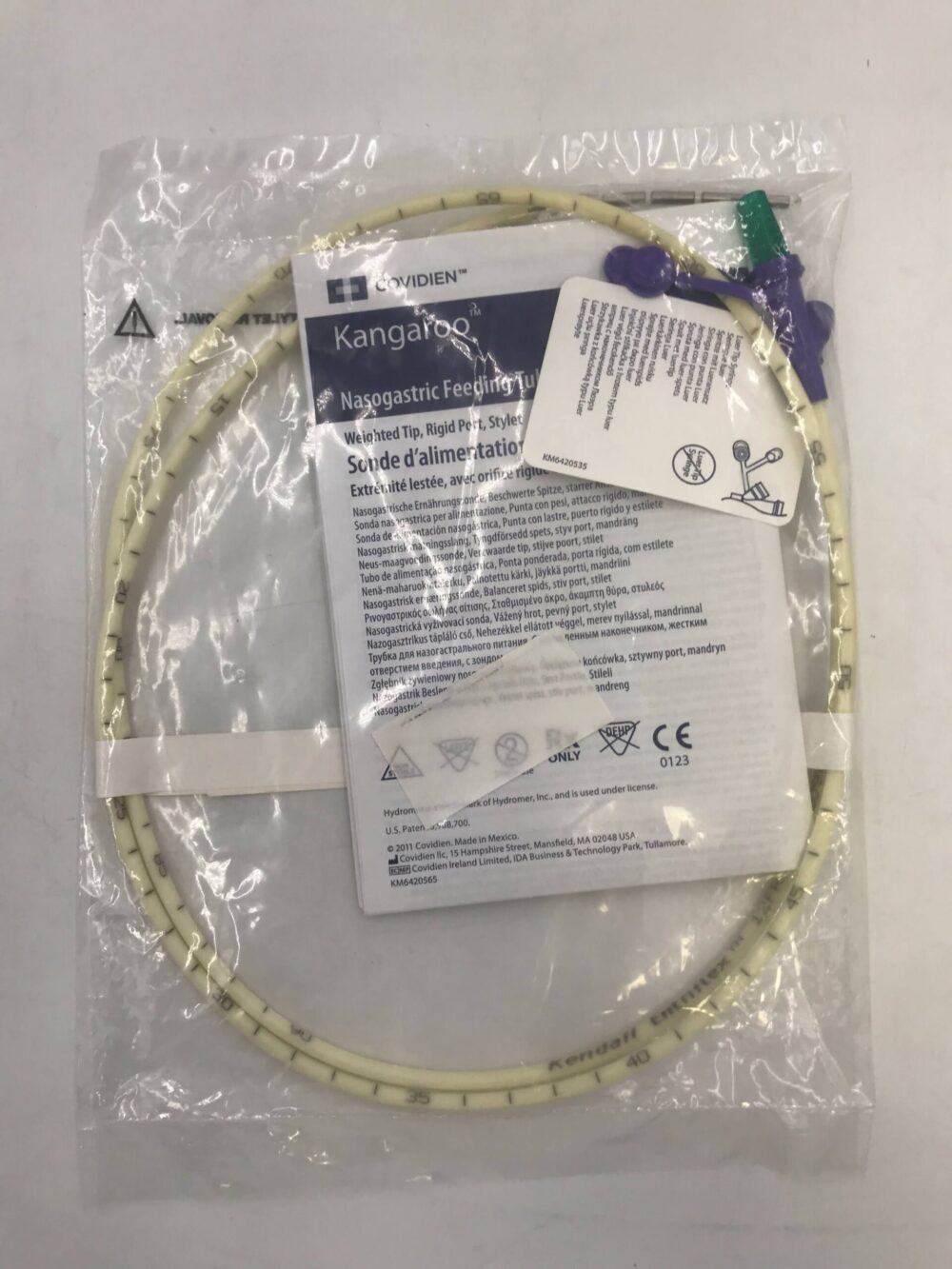 Covidien 8884721252 Kangaroo Nasogastric Feeding Tube Weighted Tip, Rigid Port, Stylet 12Fr 43