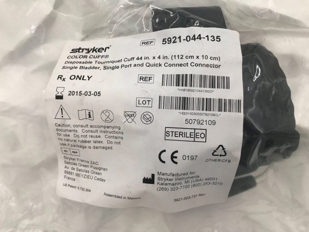 STRYKER 5921-044-135 Color Cuff Disp. Tourniquet Cuff Single Bladder ...