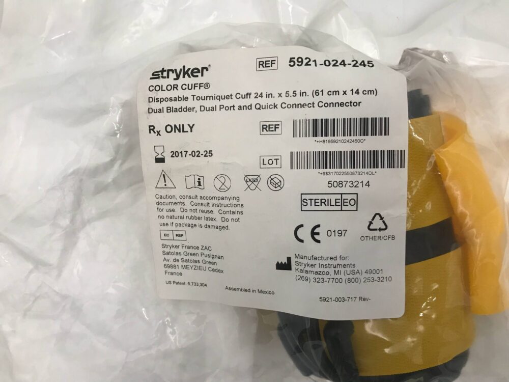 STRYKER 5921024245 Color Cuff Disp. Tourniquet Dual Port, Dual