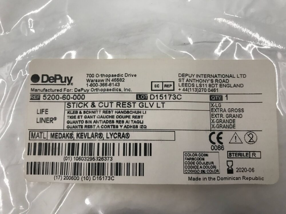 Depuy 5200-60-000 Stick & Cut Rest Glv Lt Life Liner X-LG (X) - GB TECH USA