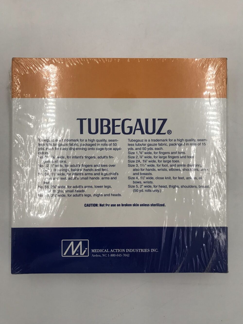 Medical Action 61033 TubeGauz Seamless Tubular Gauze White Size 1, 5/8