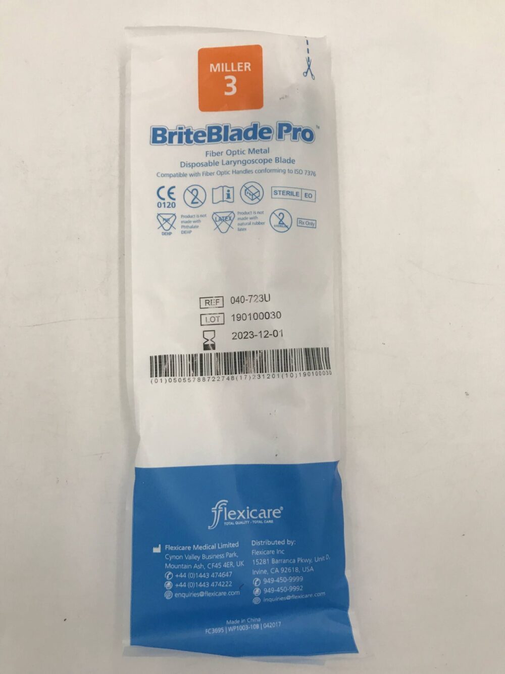 Flexicare 040723U BriteBlade Pro Fiber Optic Metal Disposable