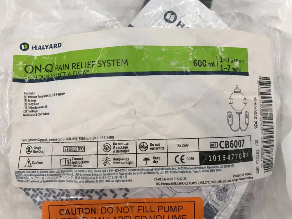 HALYARD CB6007 ONQ Pain Relief System w/ Dual SelectAflow 600ml (X