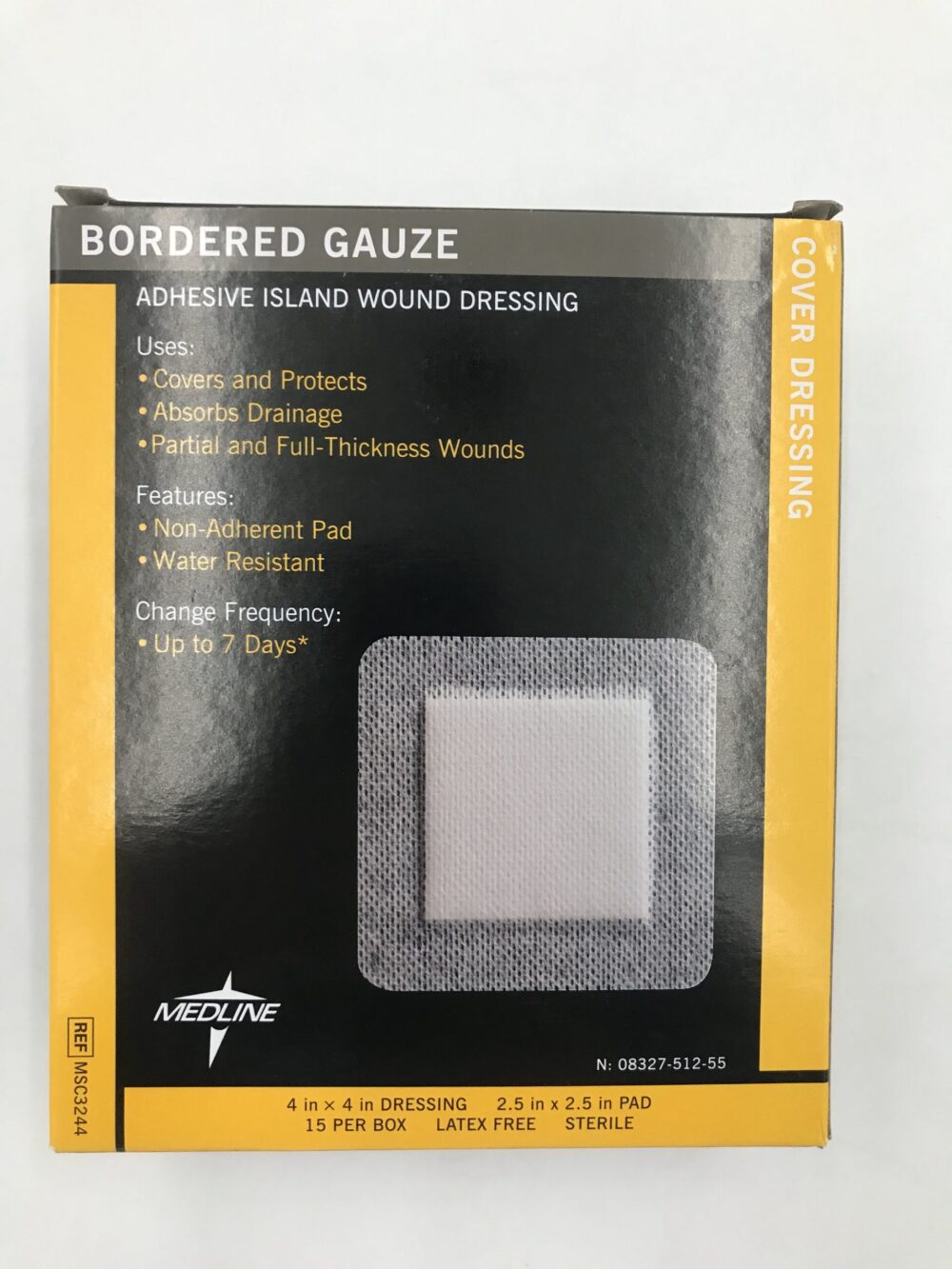 Medline MSC3244 Bordered Gauze Adhesive Island Wound Dressing 4in x 4in