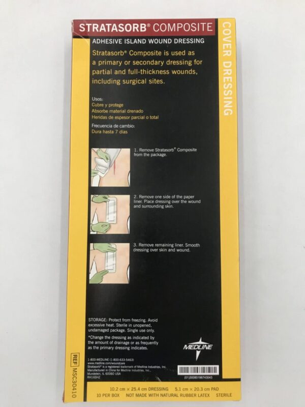 Medline MSC30410 Stratasorb Composite Adhesive Island Wound Dressing