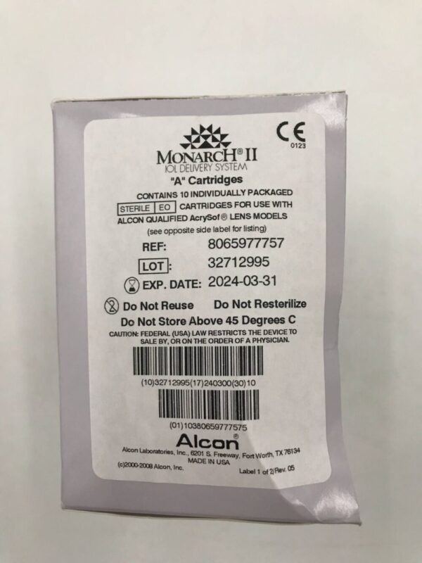 Alcon 8065977757 Monarch II IOL Delivery System “A” Cartridges (10/Box
