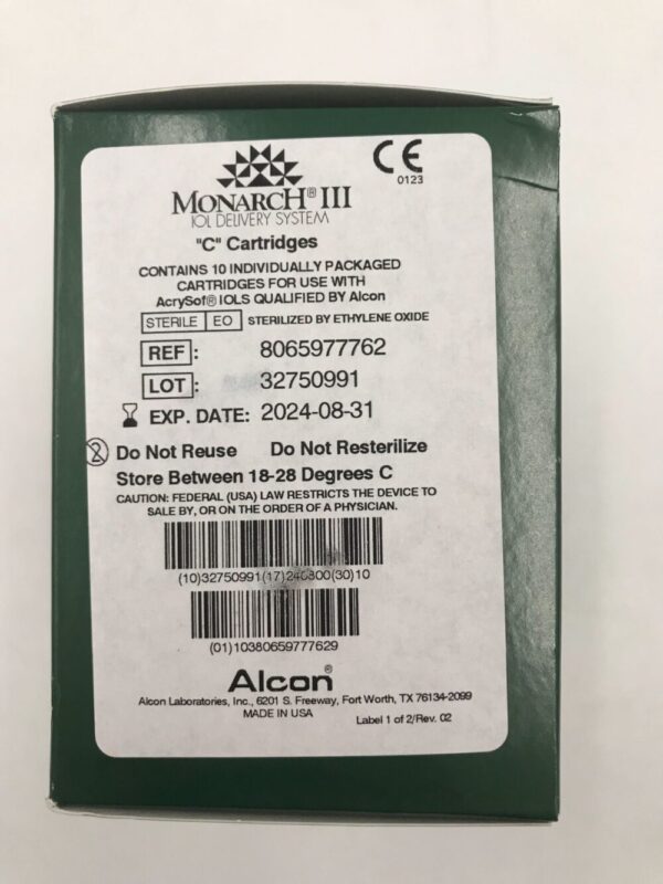 Alcon 8065977762 Monarch II IOL Delivery System “C” Cartridges (10/Box