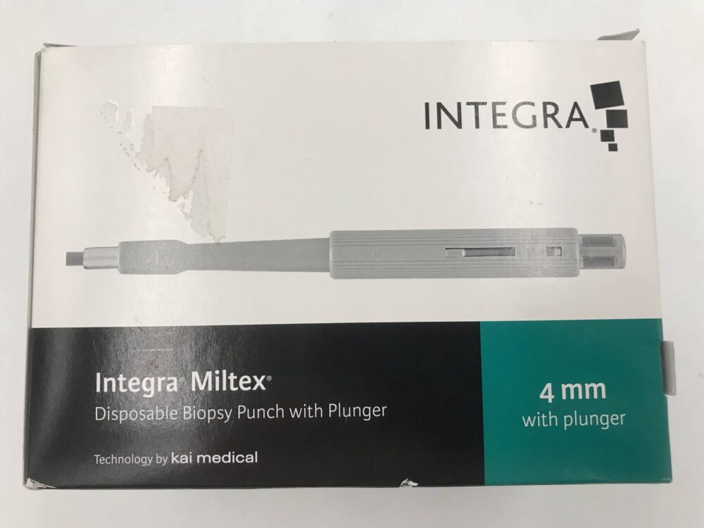 Integra 3334P/25 Miltex Disposable Biopsy Punch with Plunger 4mm (25