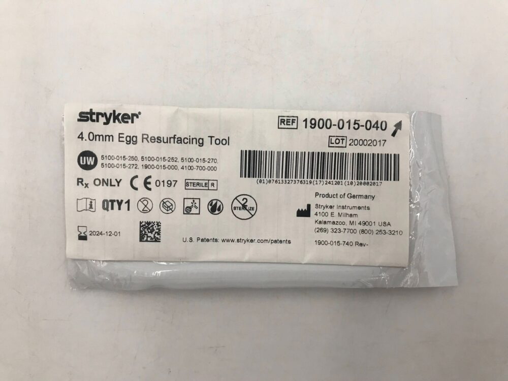 STRYKER 1900015040 Eggd Resurfacing Tool 4mm GB TECH USA