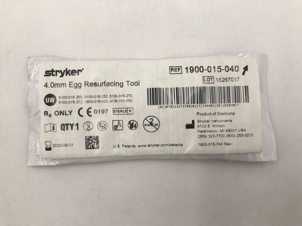 STRYKER 1900015040 Eggd Resurfacing Tool 4mm (X) GB TECH USA